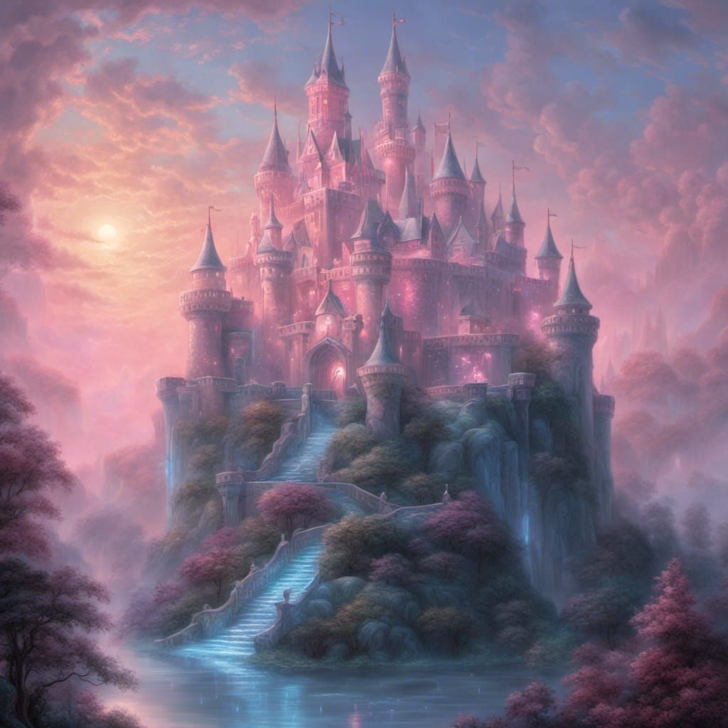 Ethereal Princess in Bioluminescent Castle - Hyperdetailed F...