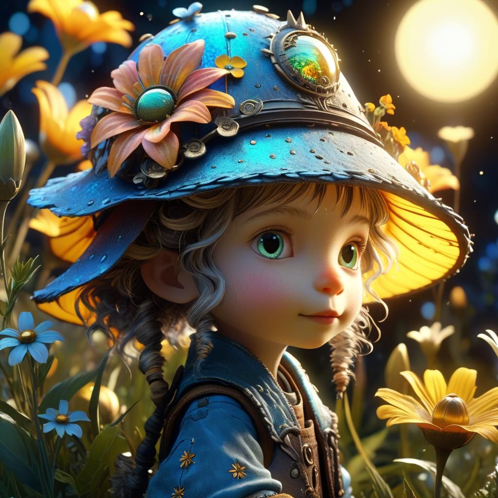 Whimsical Bluebird in Jean-Baptiste Monge Style