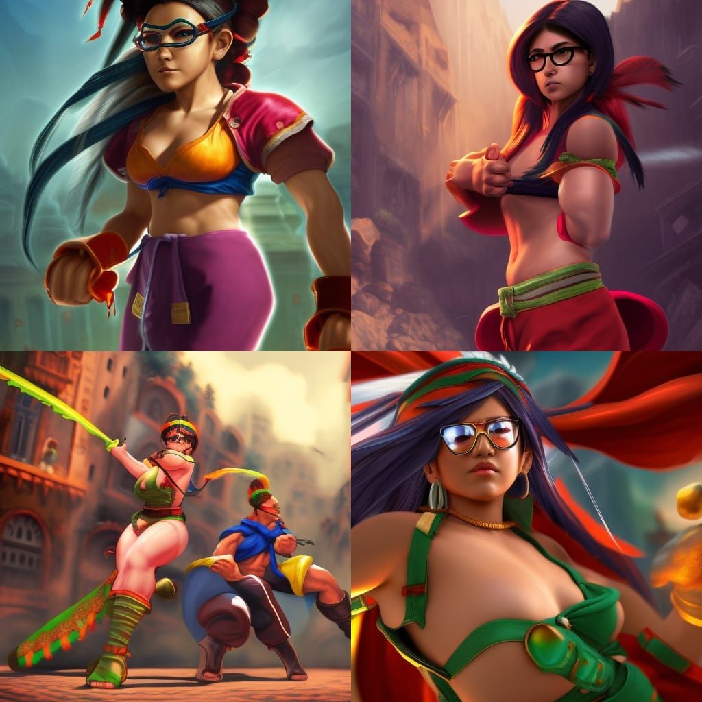 Fantastical Mexican Warrior Girl in Street Fighter