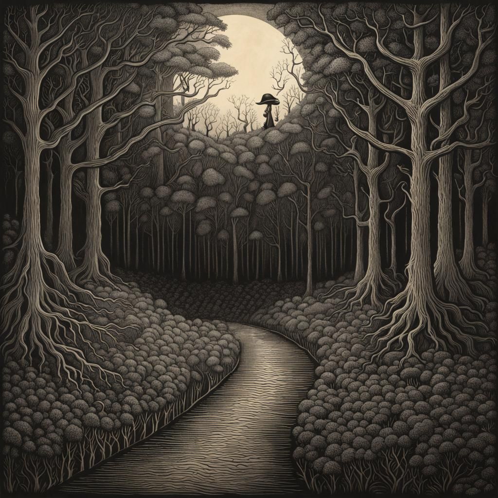 Mysterious, Dreamlike Forest Landscapes in Watercolor Style