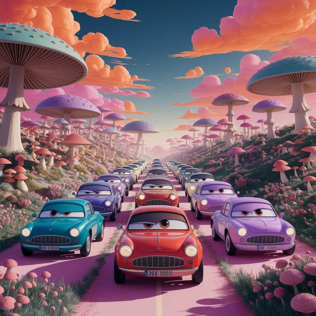 Sentient Cars on a Surreal Adventure
