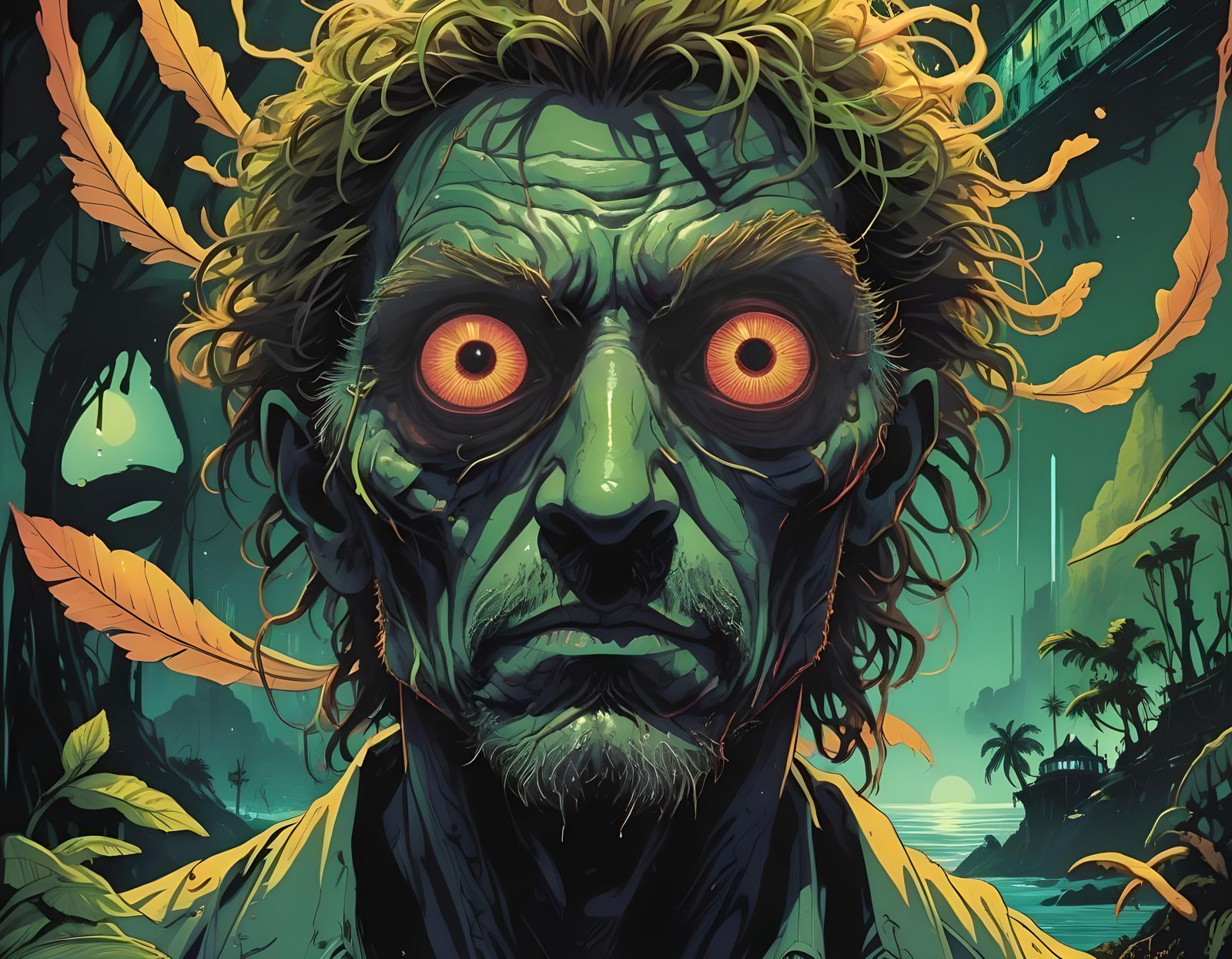 Dystopian Horror in Vibrant Graphic Novel Style