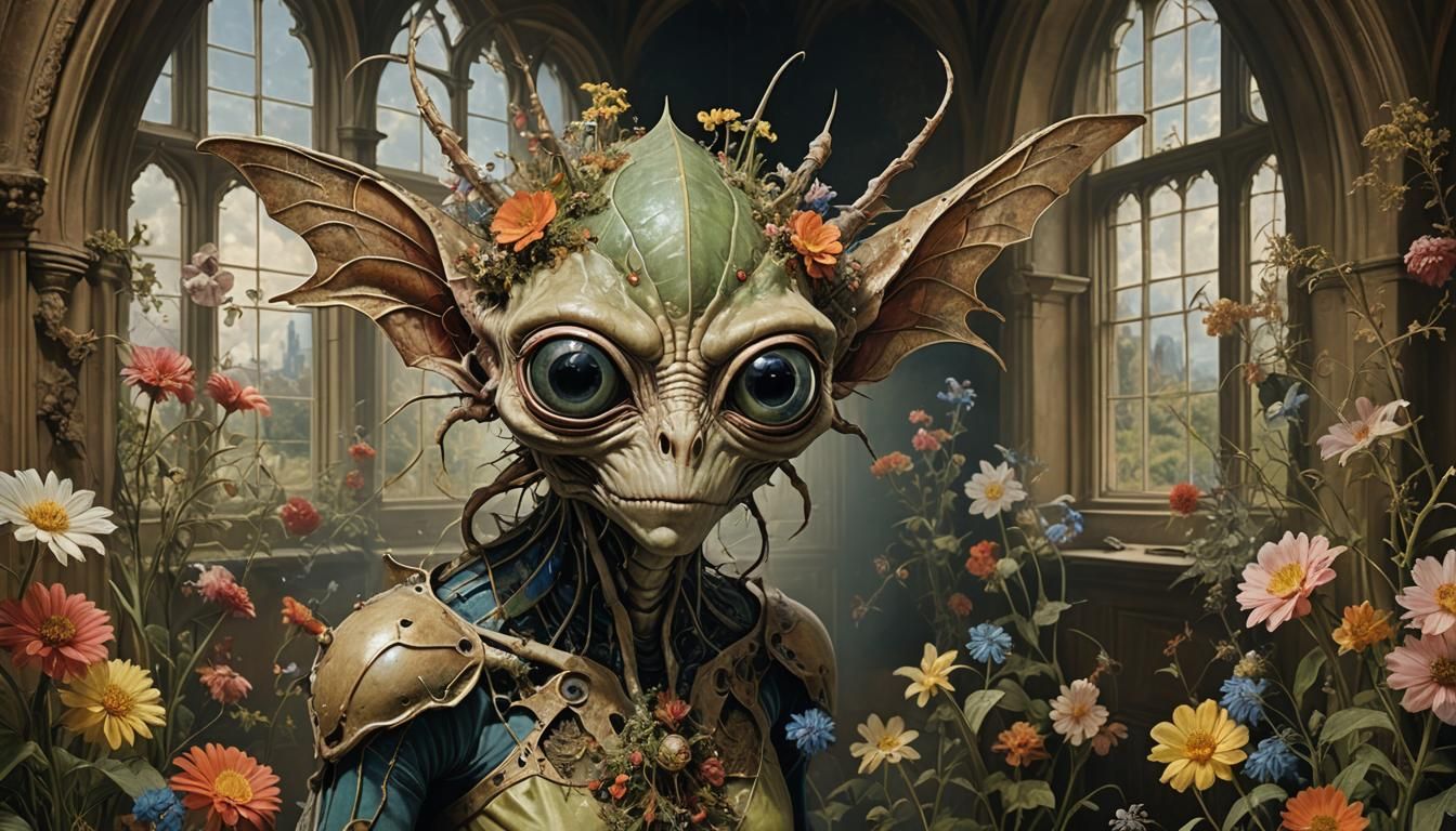 Alien Monster Girl Observes Victorian Science Class