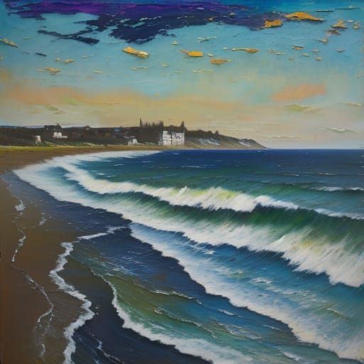 Expressionist Seascape Painting in Impasto-Encaustic Style