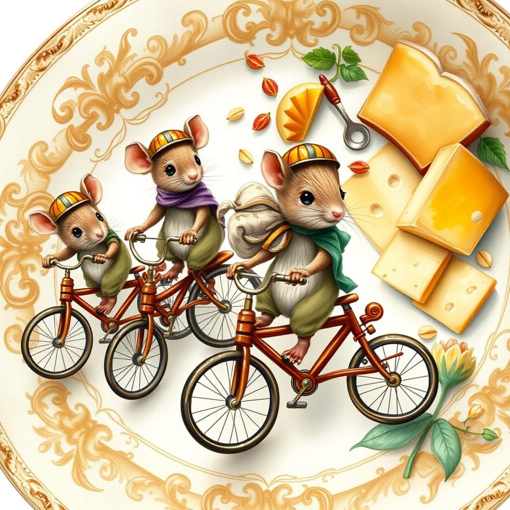 Mice on Miniature Adventures Amidst a Whimsical Cheese Feast