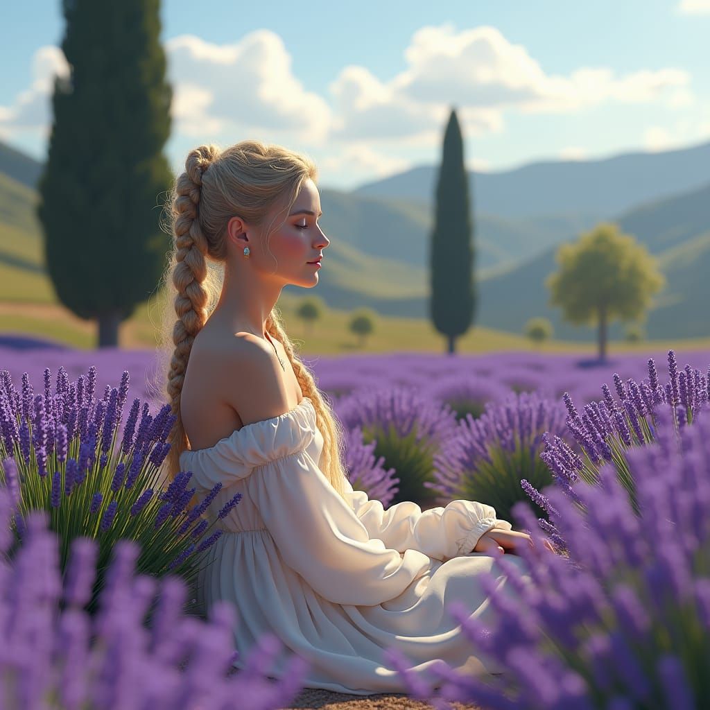Enchanted Maiden in Lavender Field