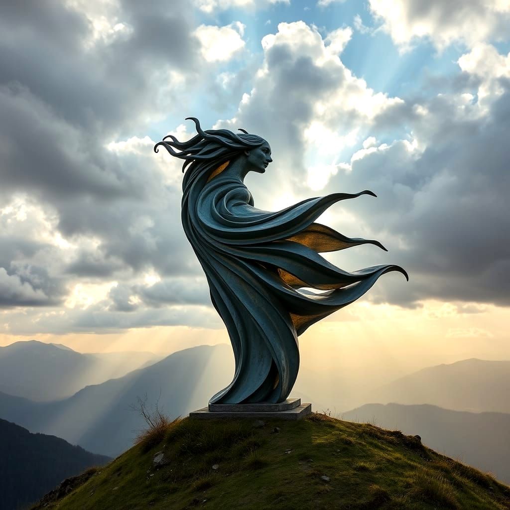 Wind Spirit Sculpture on Mountain Top