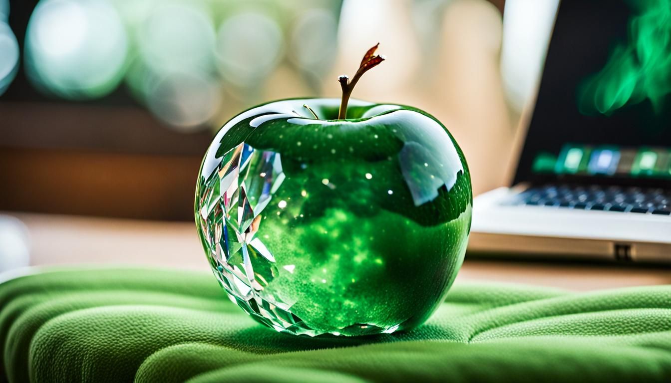 A green crystal clear apple