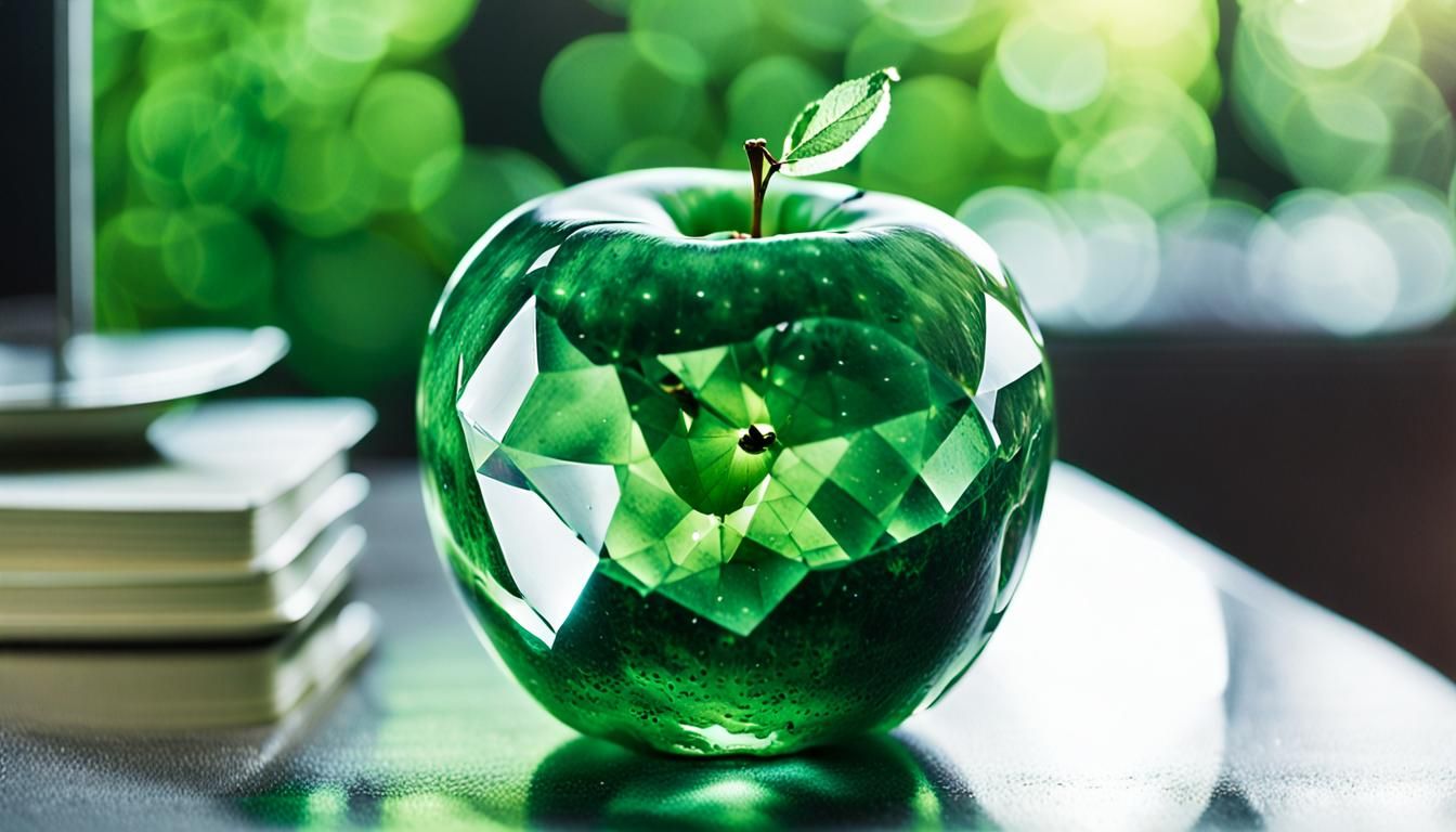 A green crystal clear apple