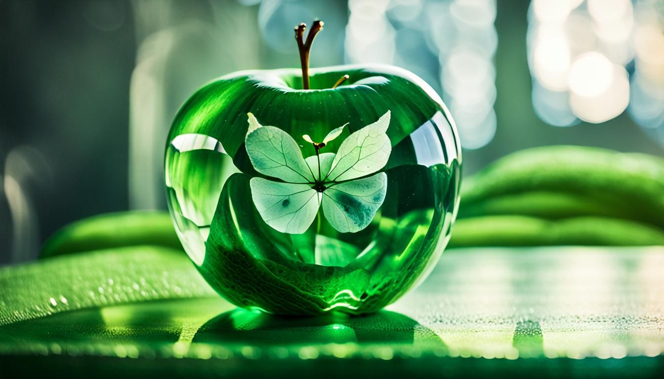 A green crystal clear apple