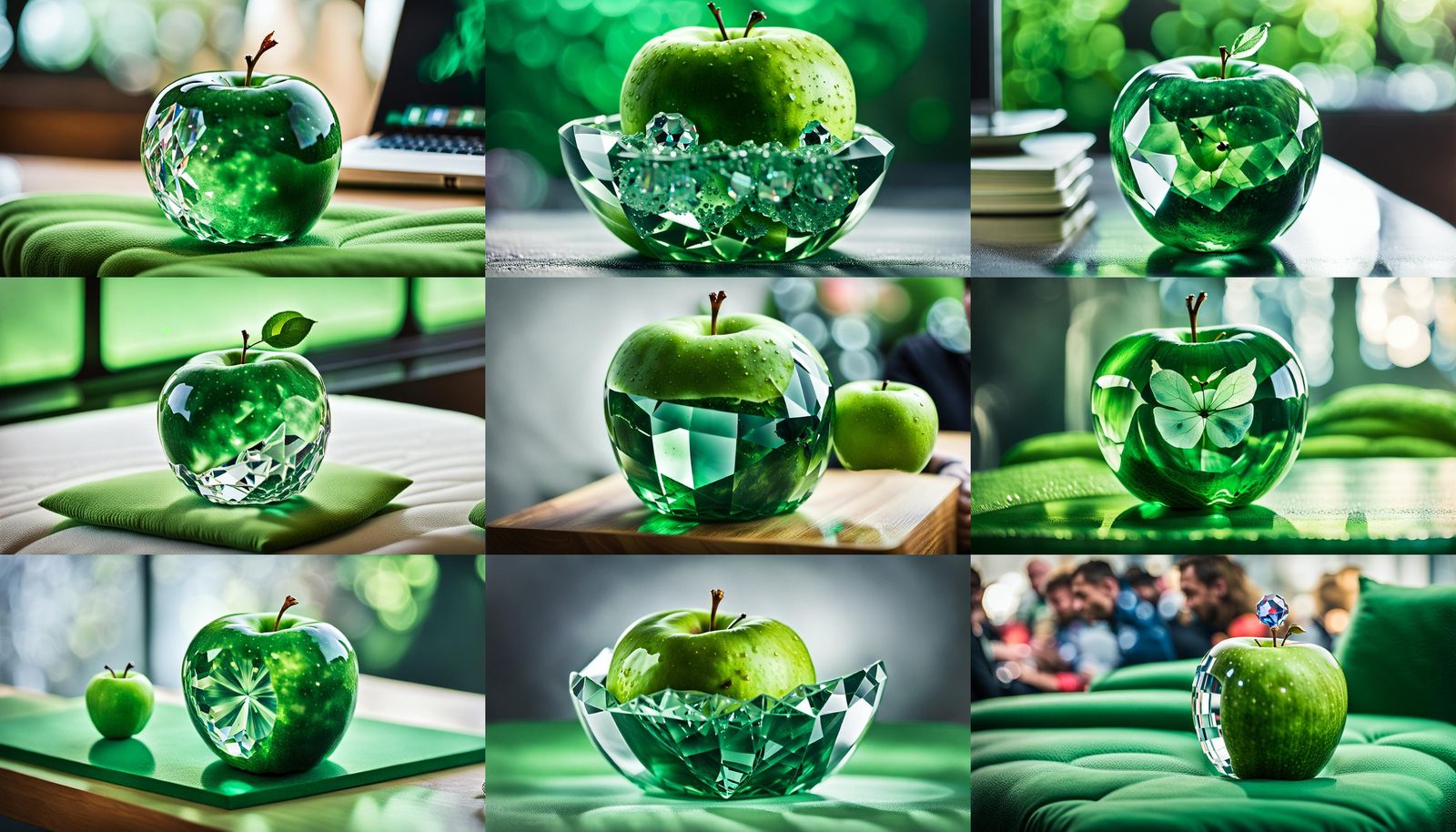 A green crystal clear apple