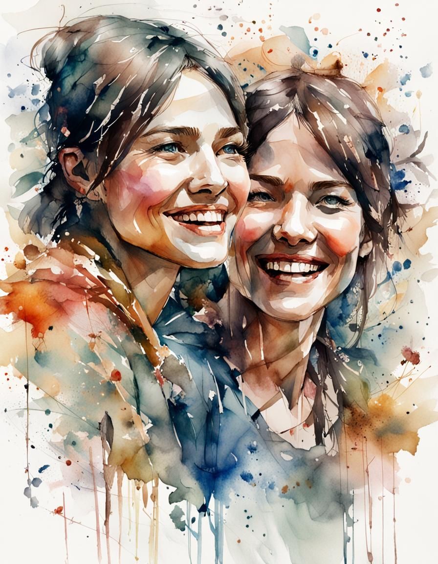 deux femmes heureuses, souriantes