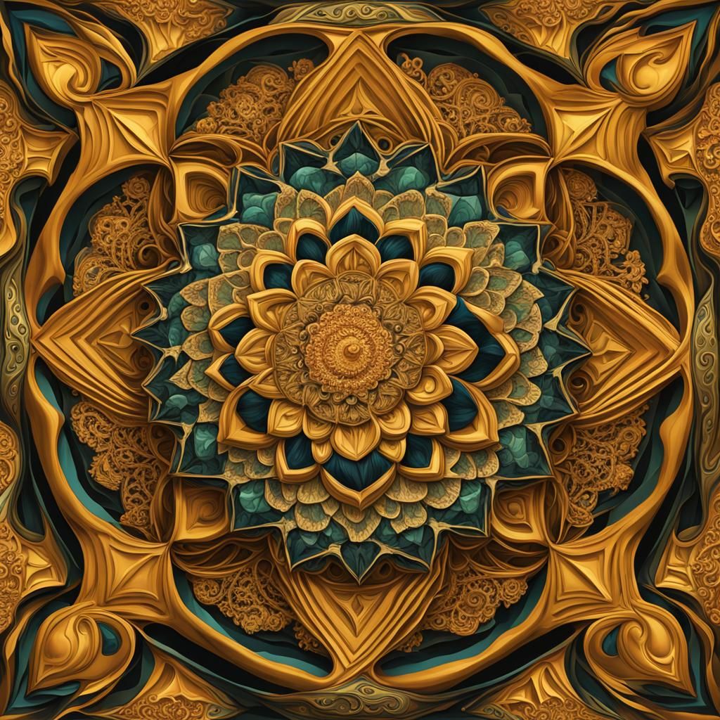 fractals and tessellations, mandalas complementary colors an...