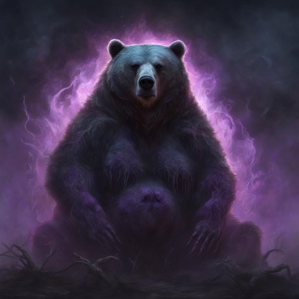 Surrealist Portrait of an Undead Grizzly Bear in Metallic Om...