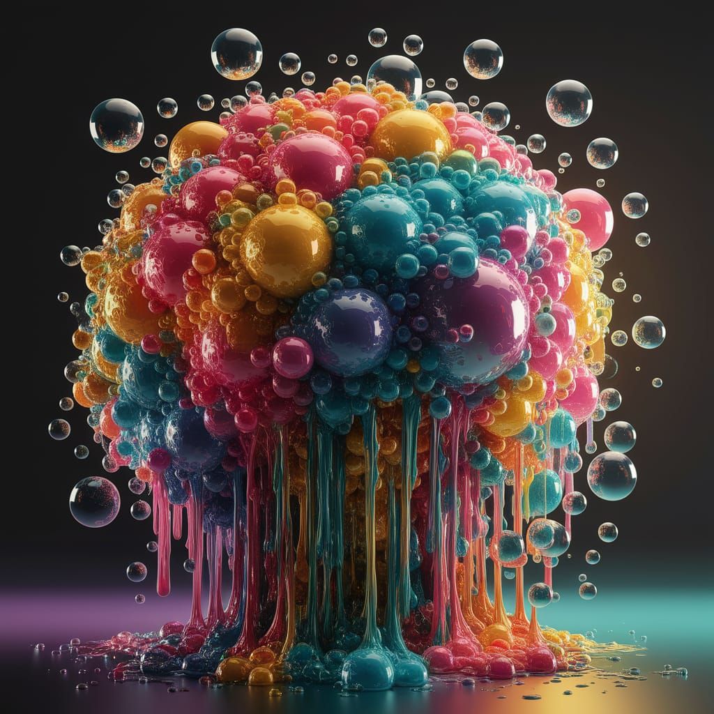 Colorful Bubbles in Oil Paint Style