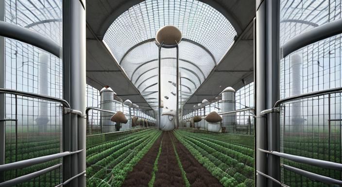 open-screen mesh mushroom-farm-growing farm silo