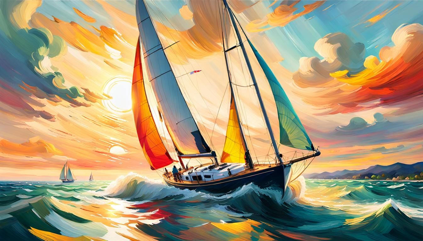 Vibrant Sailboat Scene in Golden Hour