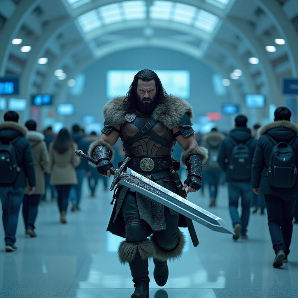 Conan the Barbarian's Airport Adventure: Cinematic Film Stil...