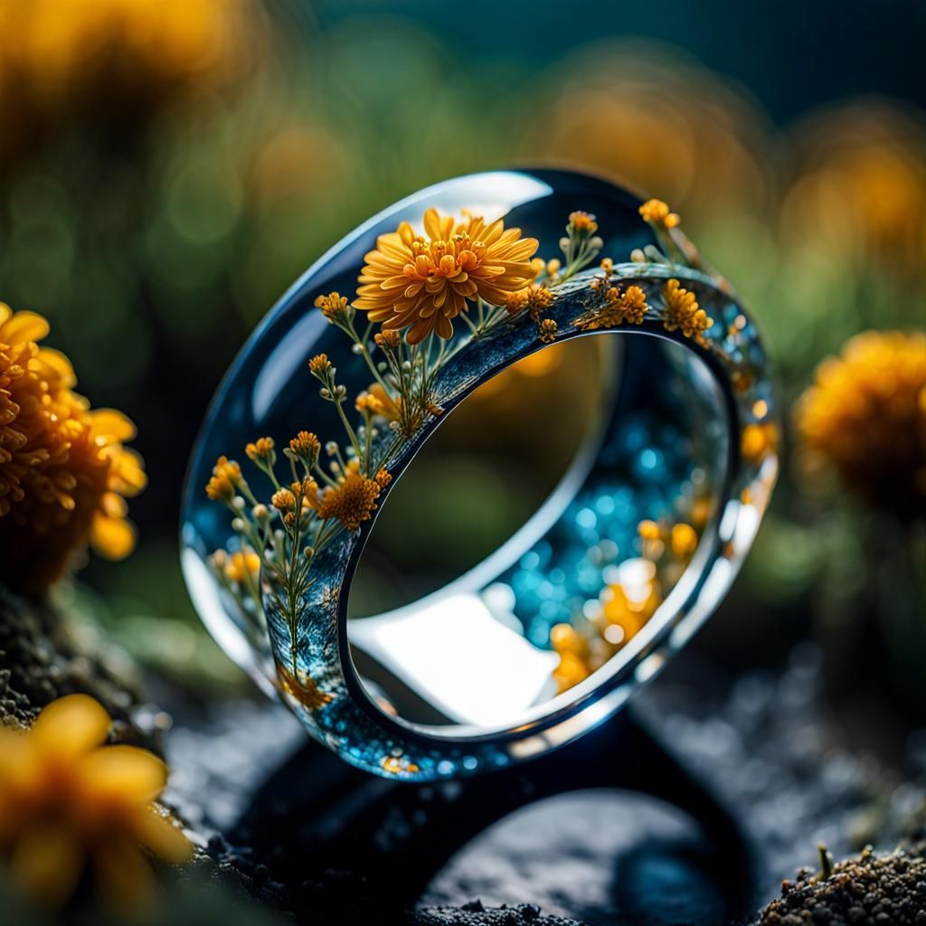 Wildflower Realm Resin Ring in Intricate Artistry