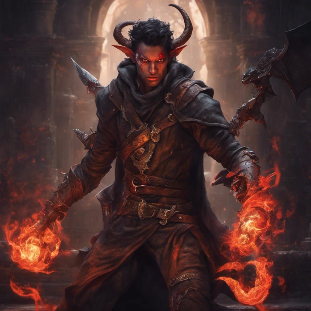 Dungeons and Dragons Male Tiefling in Stealth Mode