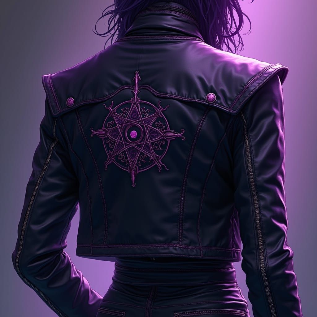 Midnight Leather Jacket with Eldritch Energy and Anime Visua...