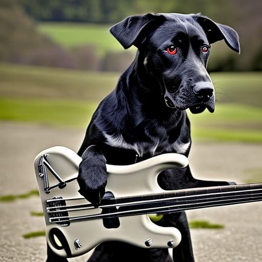Rockstar Black Labrador Plays the Bass