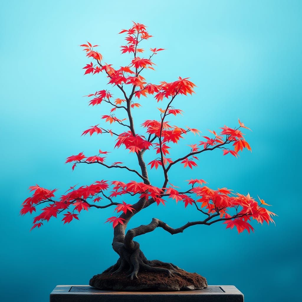 Elegant Crimson Maple Bonsai in Traditional Niwaki Style