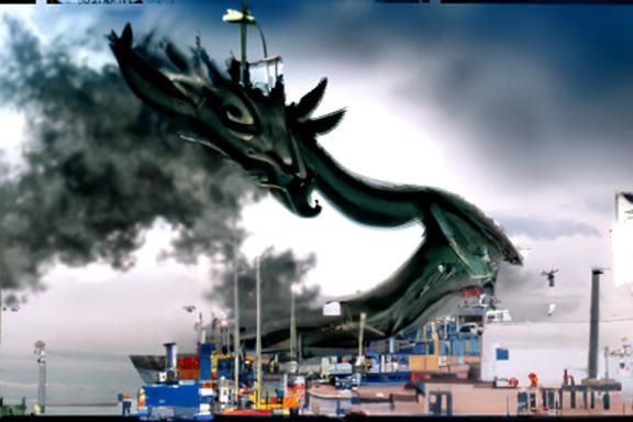 Majestic Dragon Arrives at Bustling Port
