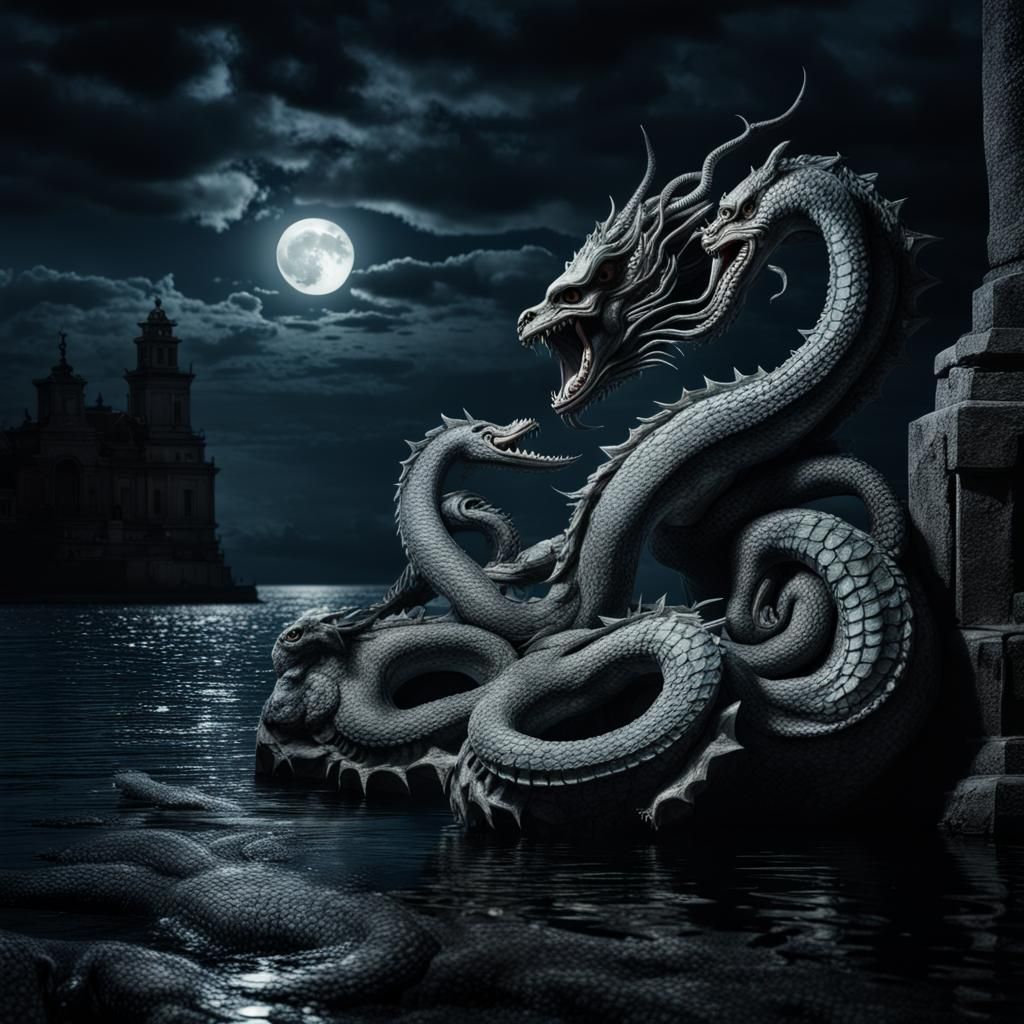 Gothic Masterpiece: Dagon and Hydra Illuminated by Moonlight