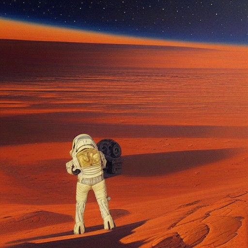 Earth vs Mars: A Vivid Oil Landscape