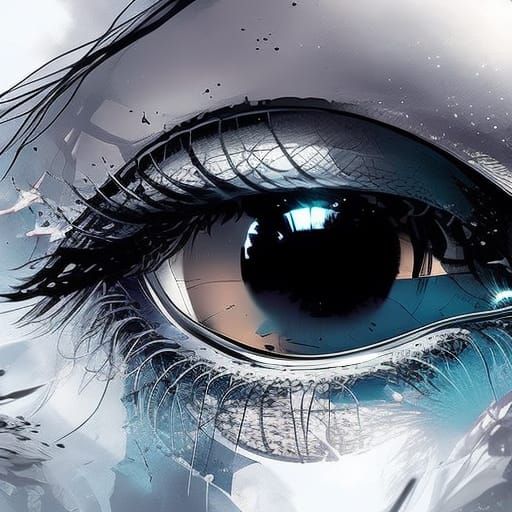 Surreal Eye Reflection: Hyperdetailed Fantasy Editorial Art