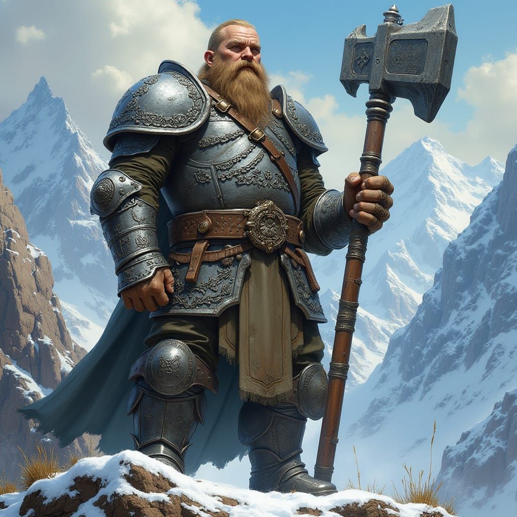 Dwarven Paladin of Moradin in Majestic Plate Armor
