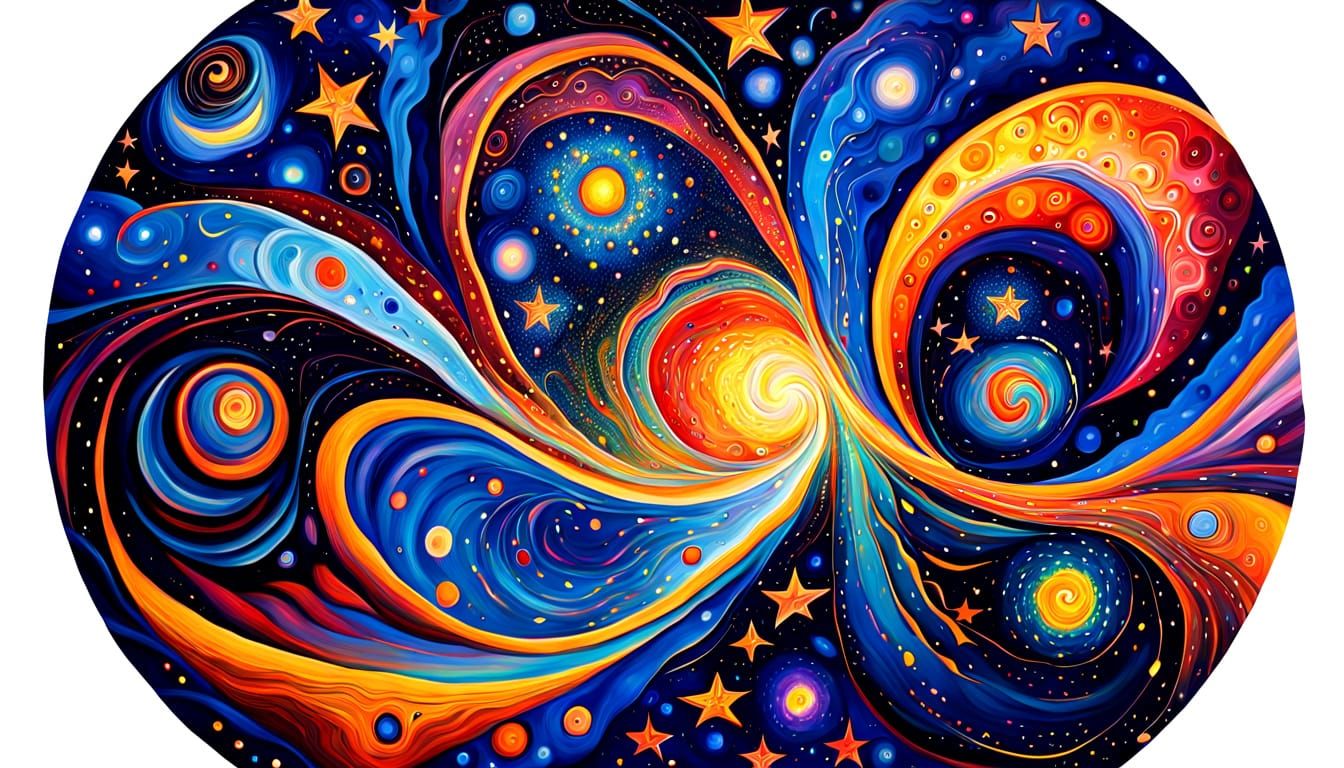 Aboriginal Dot Painting of Starry Cosmic Maelstrom