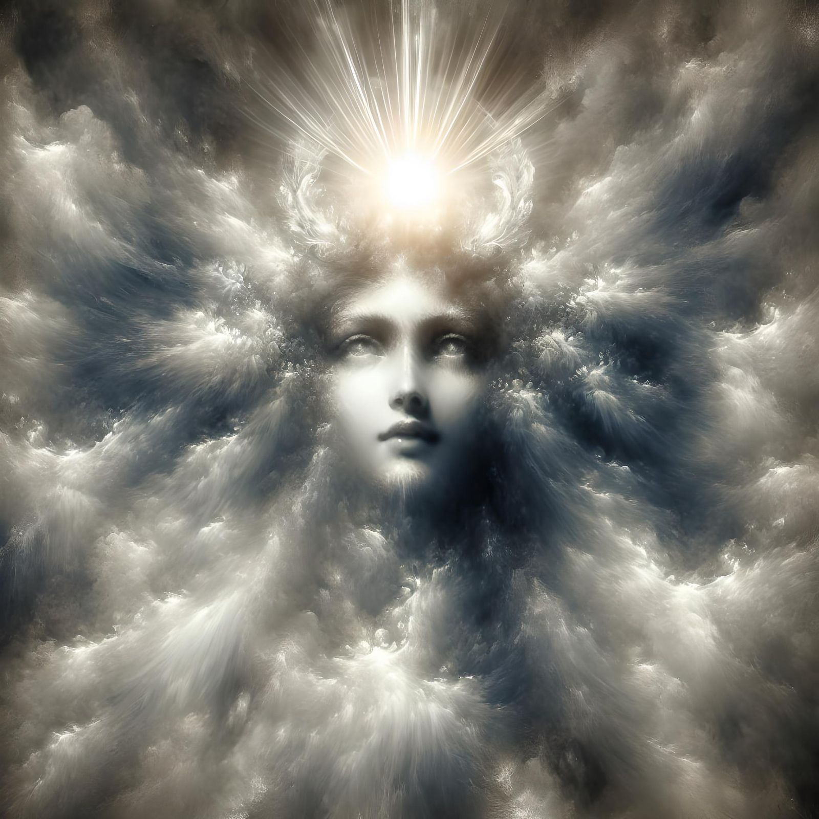 Angelically Beautiful Figure Surrounded by Heavenly Sunbeams