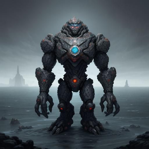 Metallic Golem in Alola Kingdom Fantasy Concept Art