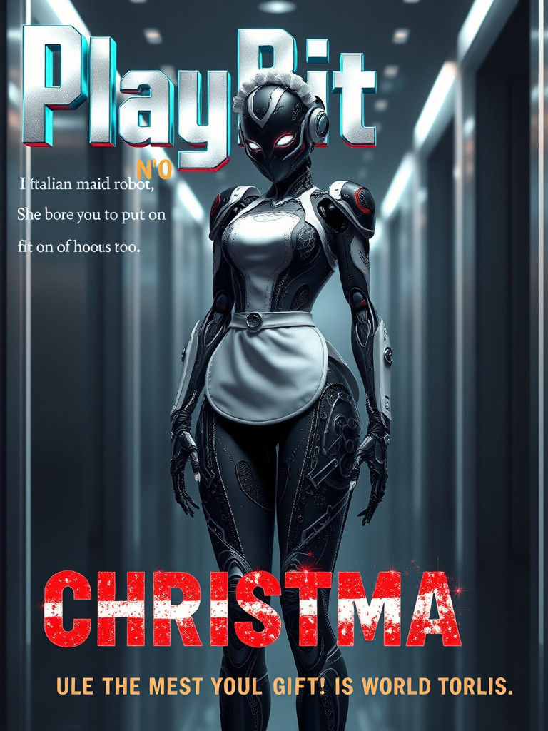 Futuristic Maid Cyborg in Intricate Circuitry Suit, Embracin...