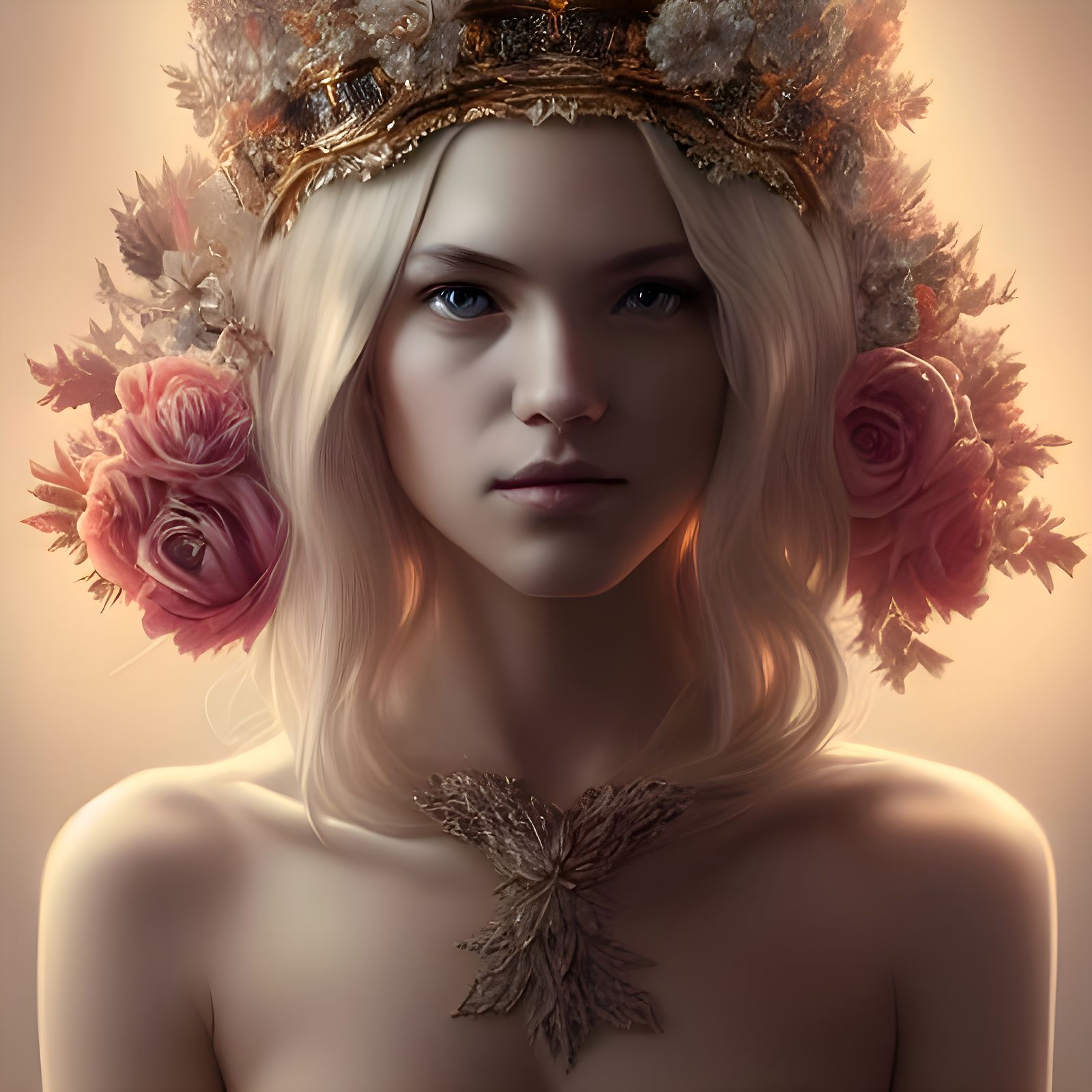 A bit too much? What with the crown and the flowers and the hair…