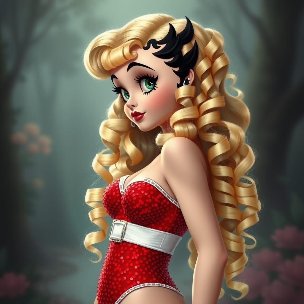 Ethereal Fantasy Girl in Sparkling Bodysuit