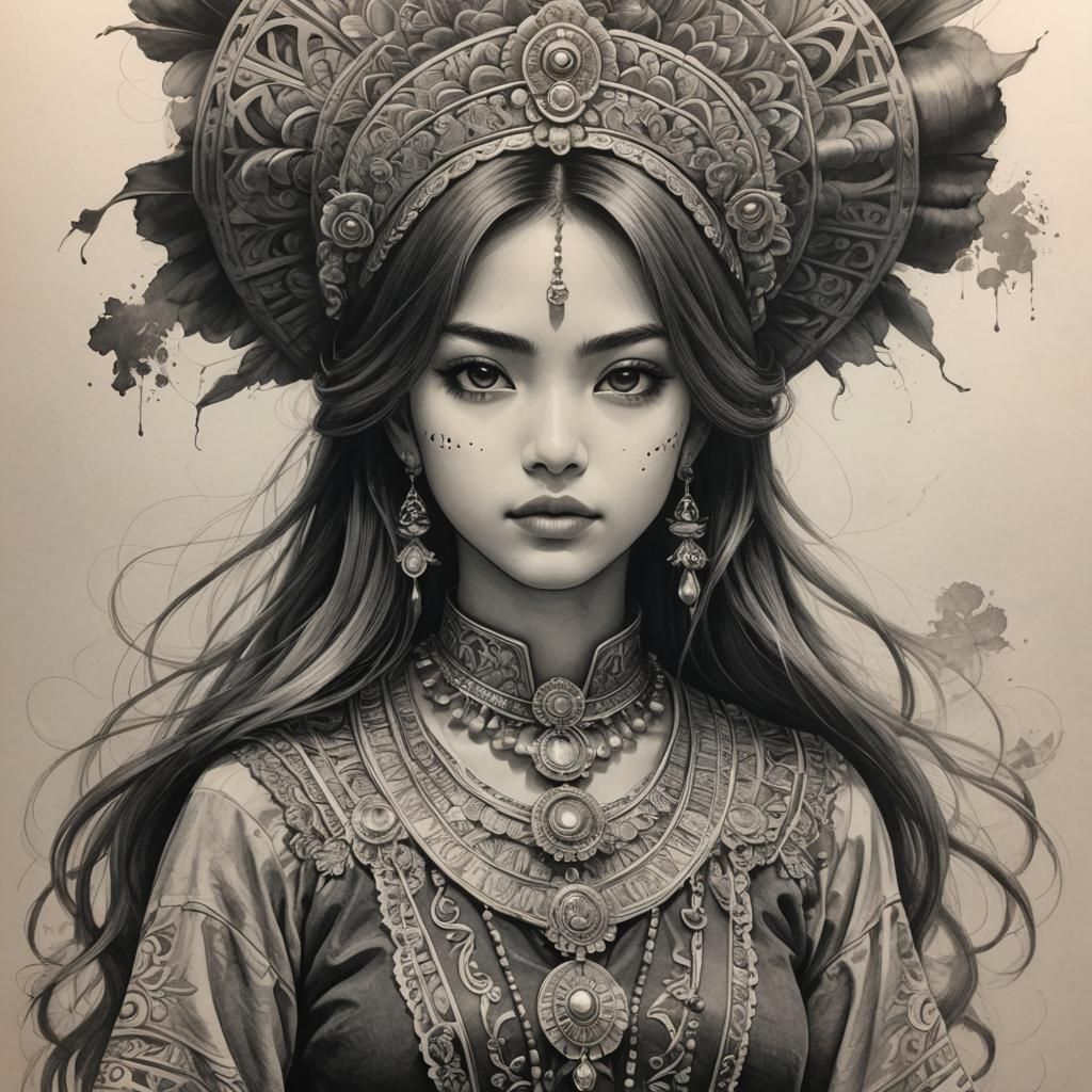 Vibrant Latina Goddess in Hyperdetailed Anime Art