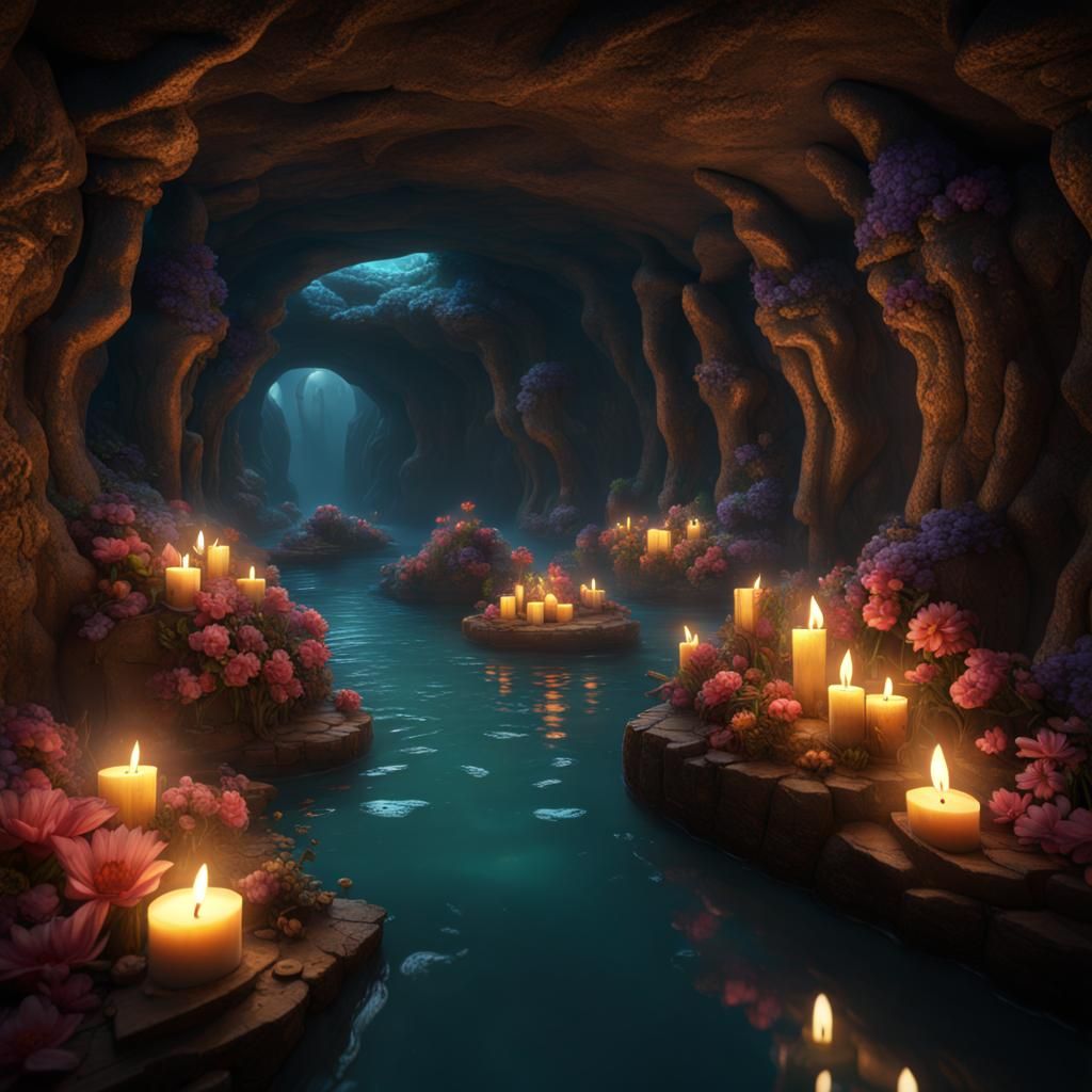 Mythic Oceanic Grotto in Fantasy Style