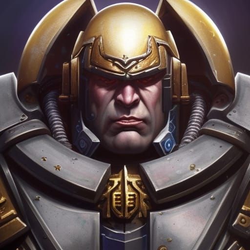 Space Marine Portrait in Warhammer 40K, Detailed Concept Art