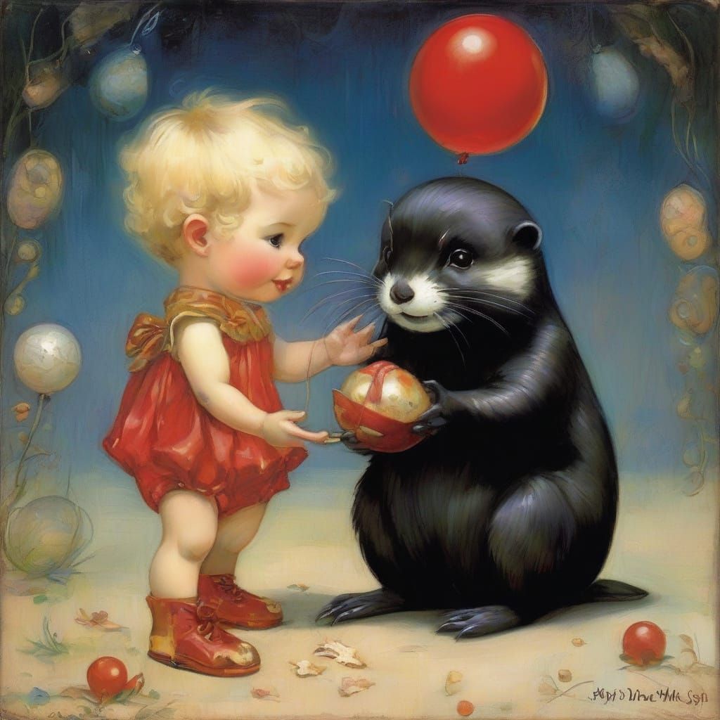 Magical Birthday Scene in Whimsical Watercolor Style