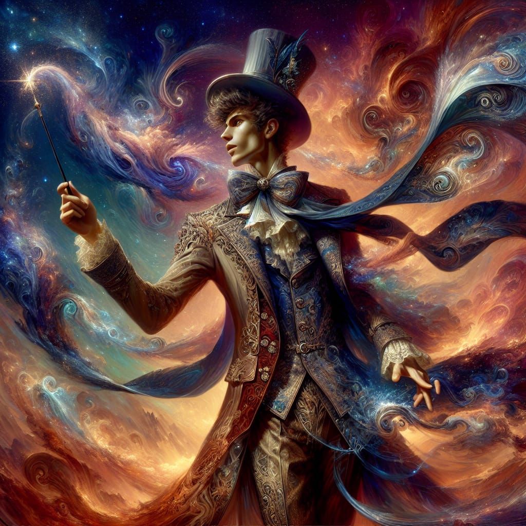 Enchanting Young Magician in Intricate Attire
