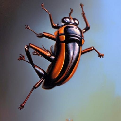 Whimsical Insect in Oil Painting Style