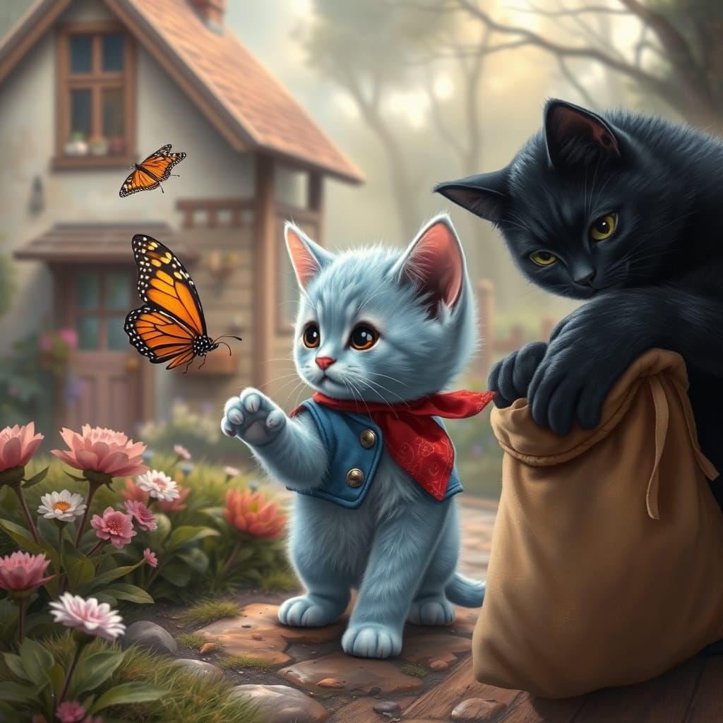 A whimsical REALISTIC IMAGE featuring a darling pastel blue ...