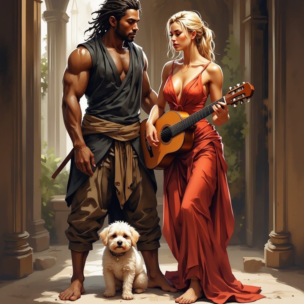 Confident Asian Man and Enchanting Woman in Harmony with Nat...