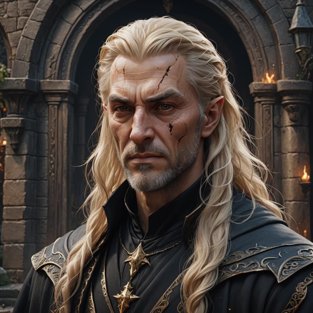 Dark Fantasy Wizard in Inn Entrance