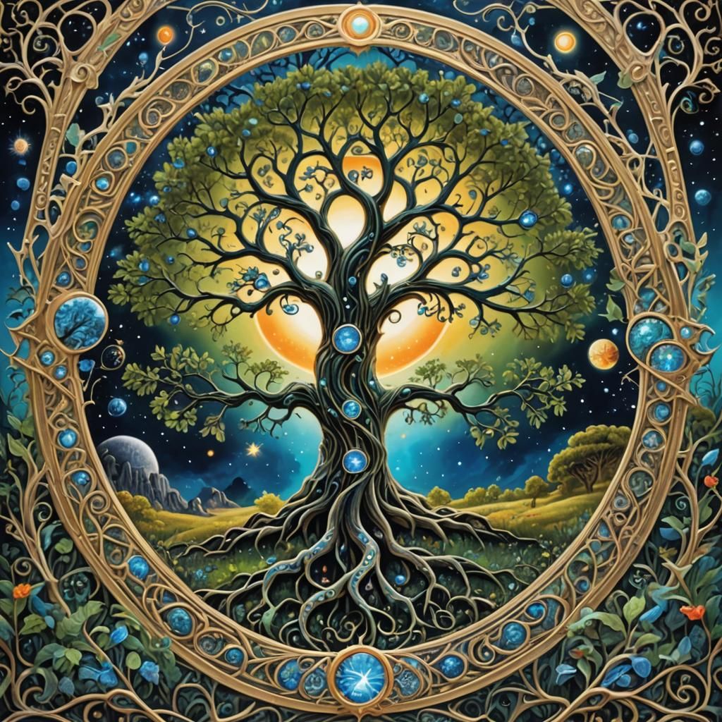 Ethereal Tree of Life in Cosmic Eclipse