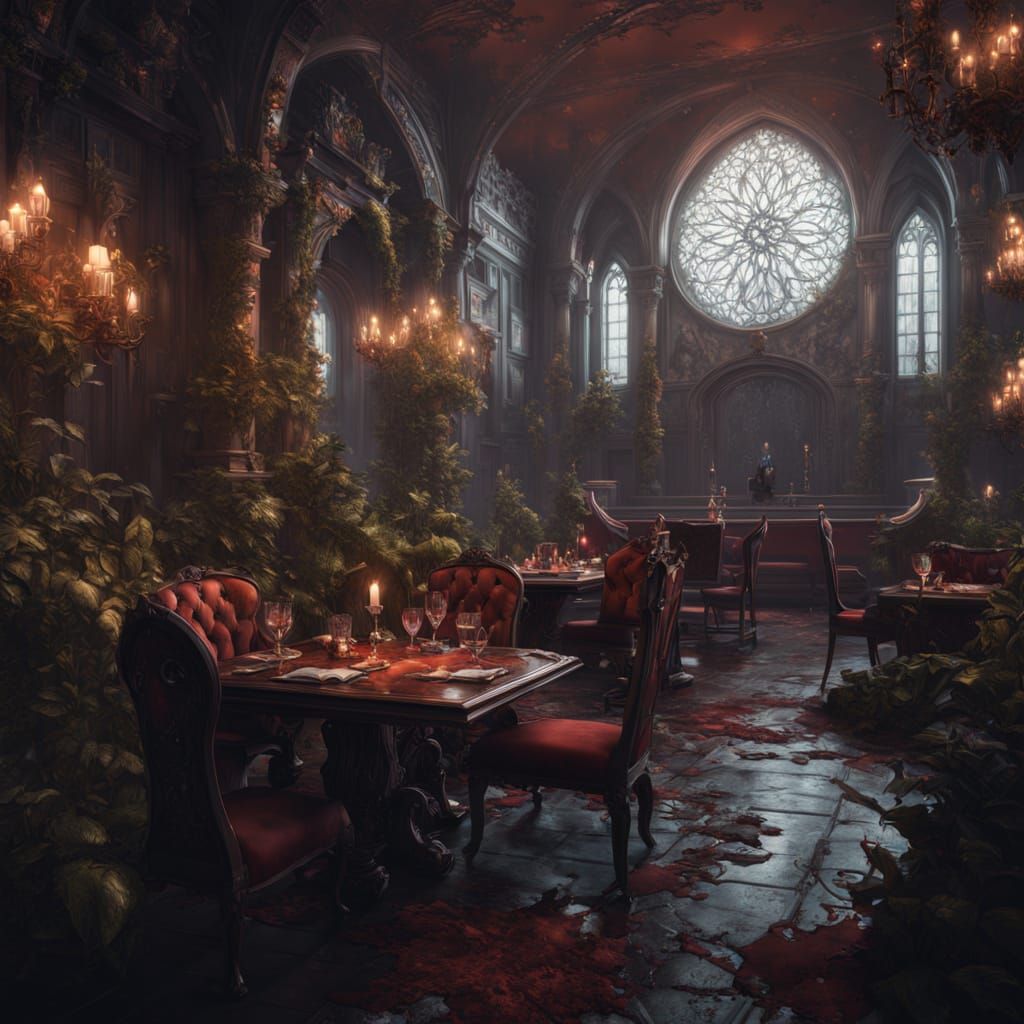 Vampire Jazz Club Scene in Detailed Matte Painting Style