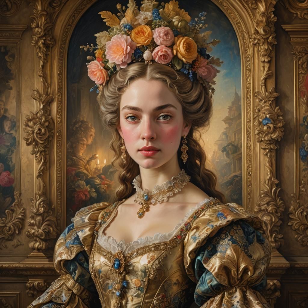Baroque Princess in Golden Splendor